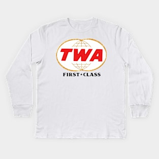 Vintage Metallic style TWA logo First Class Kids Long Sleeve T-Shirt